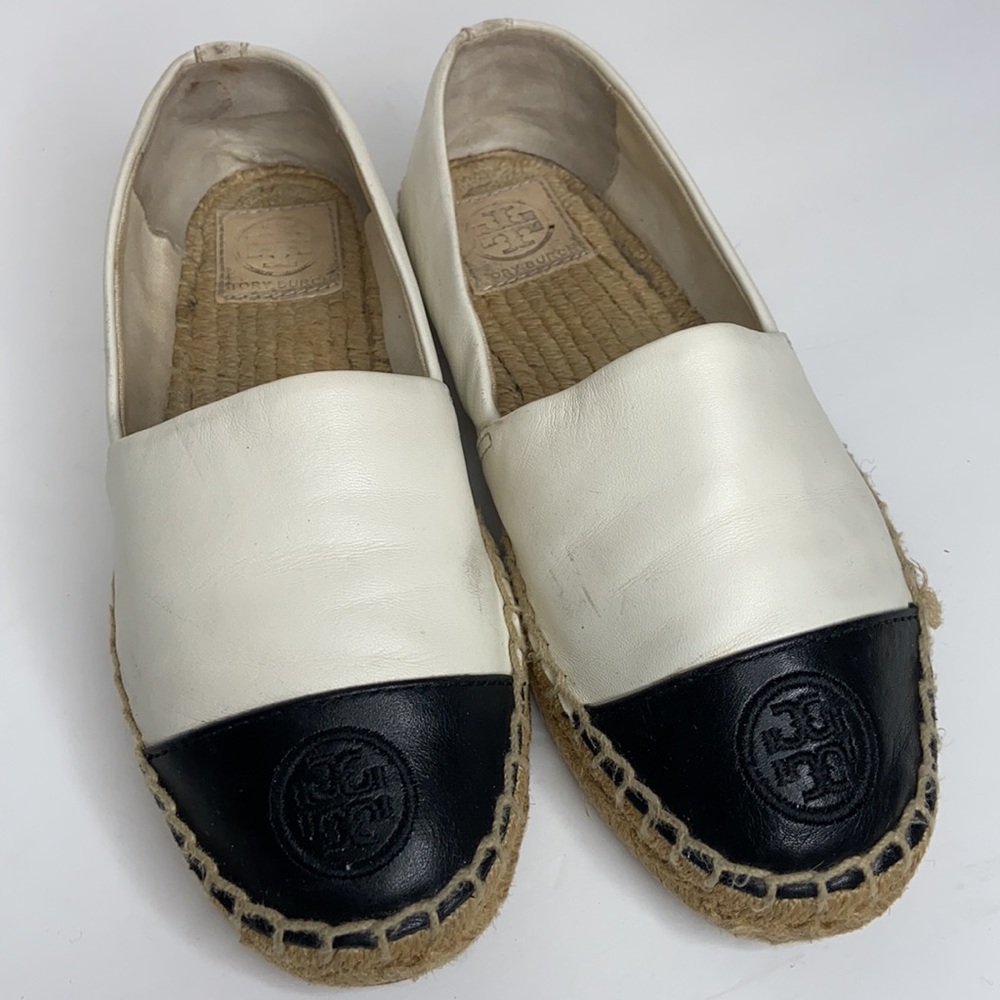 Tory Burch Flat Leather Logo Espadrilles Shoes Women’s Size 6